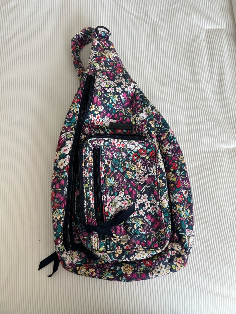 Vera Bradley Floral Quilted Crossbody Sling Bag - Navy, Pink, Green, White